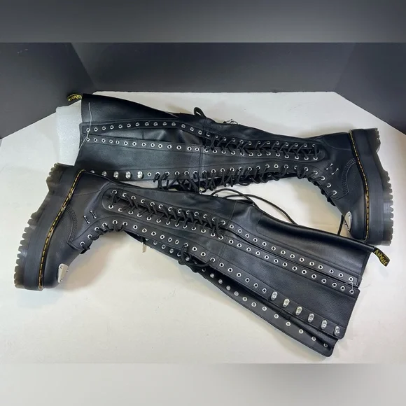 🆕Dr. Martens 28 Eye Extreme MAX Virginia Leather Knee High Boots In Black Size:8 - Picture 5 of 16